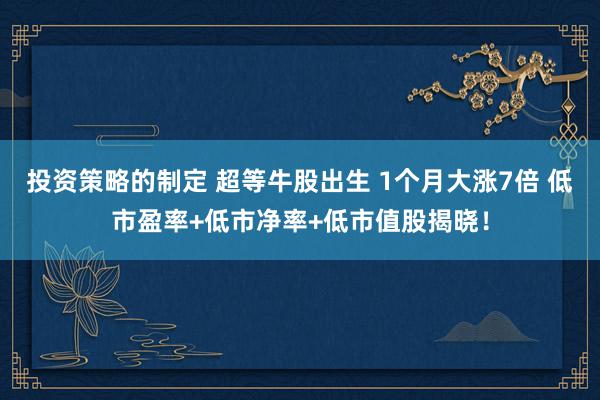 投资策略的制定 超等牛股出生 1个月大涨7倍 低市盈率+低市净率+低市值股揭晓！