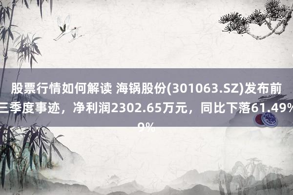 股票行情如何解读 海锅股份(301063.SZ)发布前三季度事迹，净利润2302.65万元，同比下落61.49%