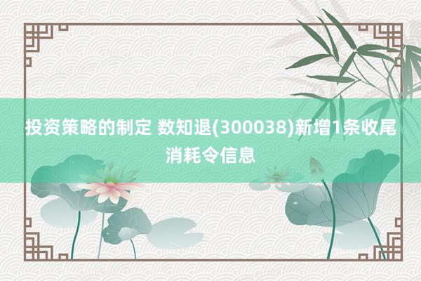 投资策略的制定 数知退(300038)新增1条收尾消耗令信息