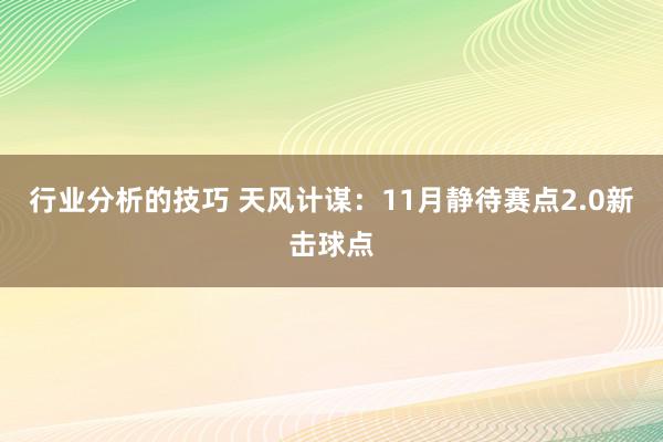 行业分析的技巧 天风计谋：11月静待赛点2.0新击球点