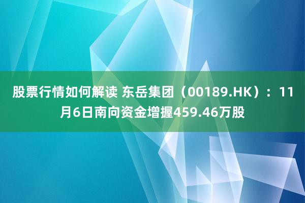 股票行情如何解读 东岳集团（00189.HK）：11月6日南向资金增握459.46万股