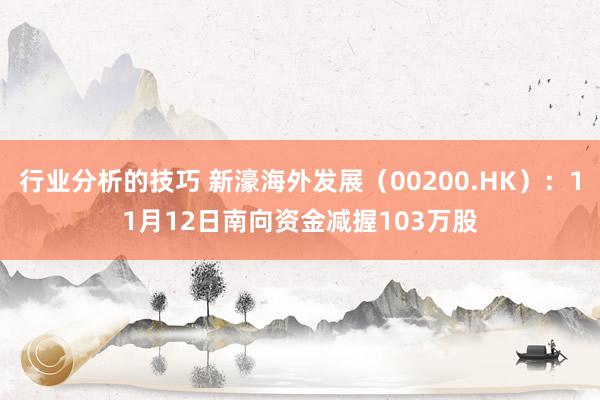 行业分析的技巧 新濠海外发展（00200.HK）：11月12日南向资金减握103万股