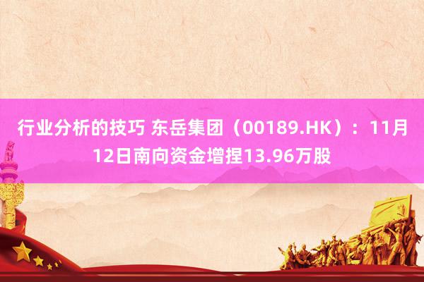 行业分析的技巧 东岳集团（00189.HK）：11月12日南向资金增捏13.96万股