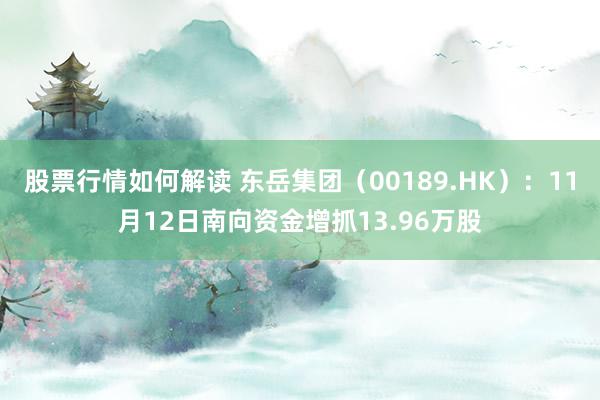 股票行情如何解读 东岳集团（00189.HK）：11月12日南向资金增抓13.96万股