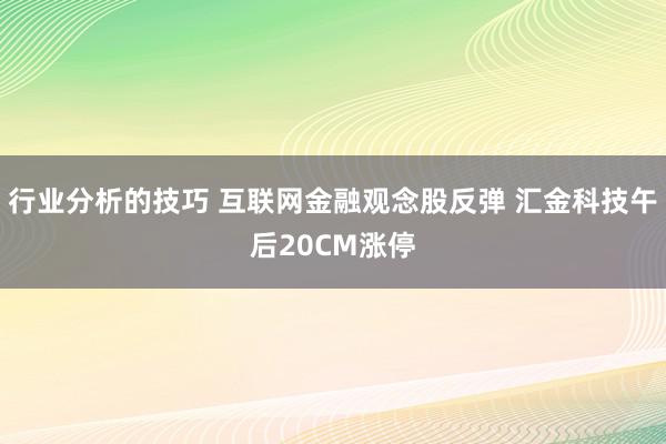 行业分析的技巧 互联网金融观念股反弹 汇金科技午后20CM涨停