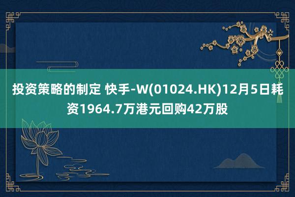 投资策略的制定 快手-W(01024.HK)12月5日耗资1964.7万港元回购42万股