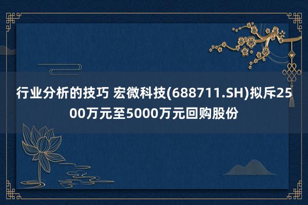 行业分析的技巧 宏微科技(688711.SH)拟斥2500万元至5000万元回购股份