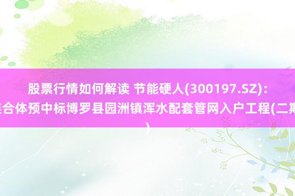 股票行情如何解读 节能硬人(300197.SZ)：连合体预中标博罗县园洲镇浑水配套管网入户工程(二期)