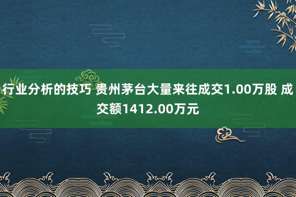 行业分析的技巧 贵州茅台大量来往成交1.00万股 成交额1412.00万元