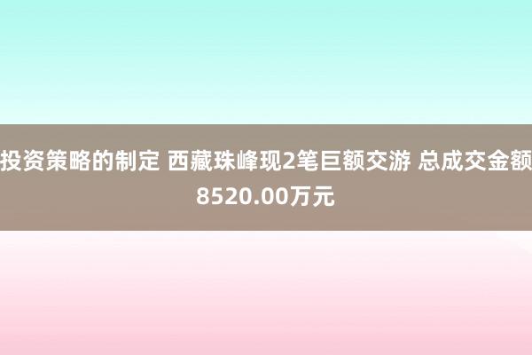 投资策略的制定 西藏珠峰现2笔巨额交游 总成交金额8520.00万元