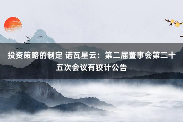 投资策略的制定 诺瓦星云：第二届董事会第二十五次会议有狡计公告