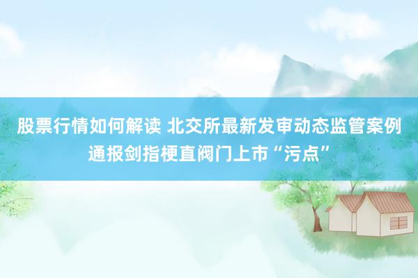 股票行情如何解读 北交所最新发审动态监管案例通报剑指梗直阀门上市“污点”