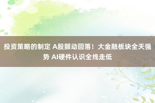 投资策略的制定 A股颤动回落！大金融板块全天强势 AI硬件认识全线走低