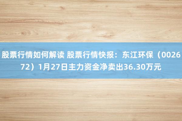 股票行情如何解读 股票行情快报：东江环保（002672）1月27日主力资金净卖出36.30万元