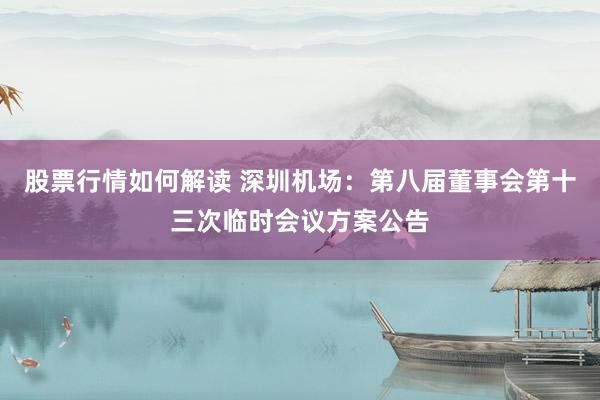 股票行情如何解读 深圳机场：第八届董事会第十三次临时会议方案公告