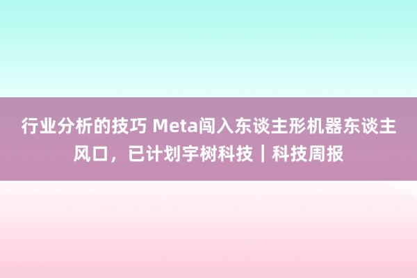 行业分析的技巧 Meta闯入东谈主形机器东谈主风口，已计划宇树科技｜科技周报