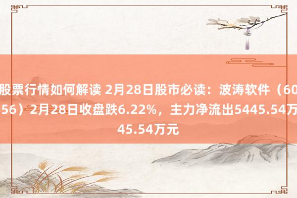 股票行情如何解读 2月28日股市必读：波涛软件（600756）2月28日收盘跌6.22%，主力净流出5445.54万元