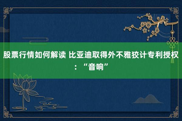 股票行情如何解读 比亚迪取得外不雅狡计专利授权：“音响”