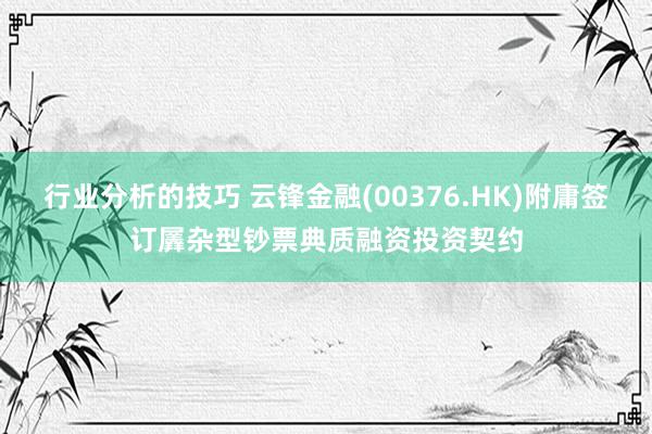 行业分析的技巧 云锋金融(00376.HK)附庸签订羼杂型钞票典质融资投资契约