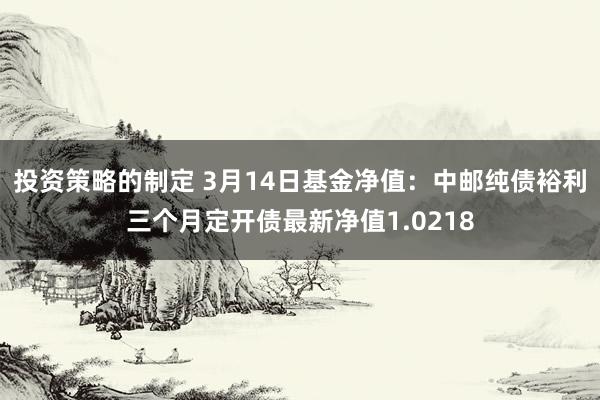 投资策略的制定 3月14日基金净值：中邮纯债裕利三个月定开债最新净值1.0218